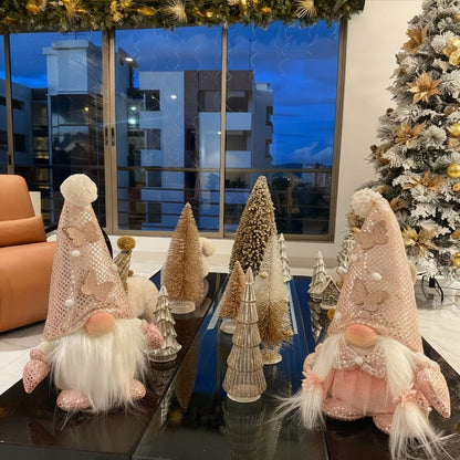 Gnomos Navideños Glam 50cm Pareja Decorativa